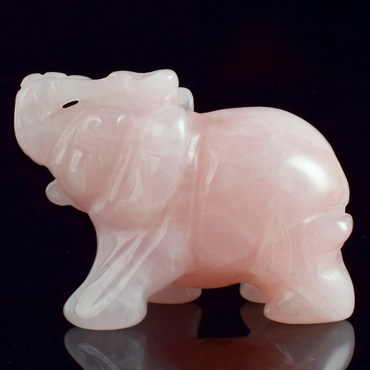 10Pcs Natural Rose Quartz Crystal Carved Baby Elephant Polished Animal Ornaments