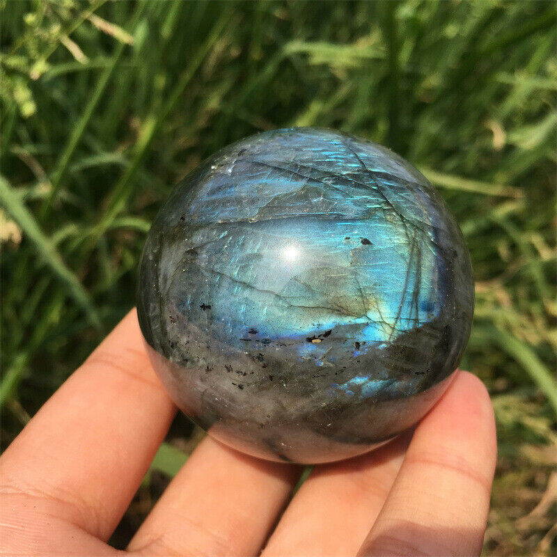 TOP 60mm+Natural rainbow labradorite sphere  quartz crystal ball gem healing 1PC