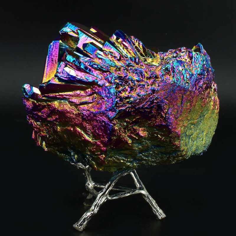 1058g Colourful Crystal Cluster Quartz Mineral Specimen Decoration Electroplate