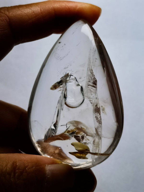 Tibetan Manifestor Crystal Oval 1 Big Visible Moving Bubble Enhydro  2.44 in