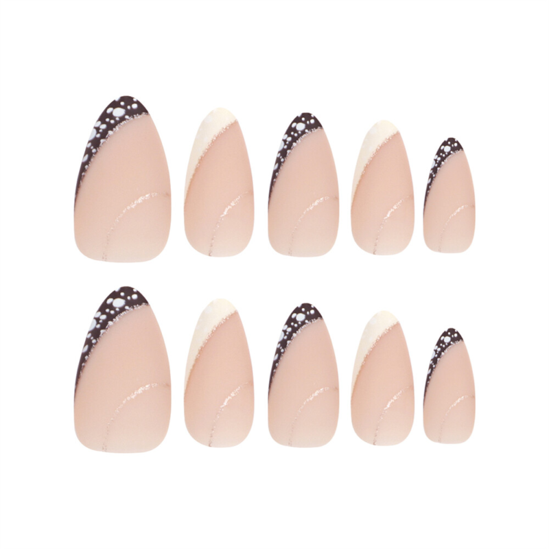 Nude Color Winter False Nail Short Almond Press on Nails for Nail Art 24pcs