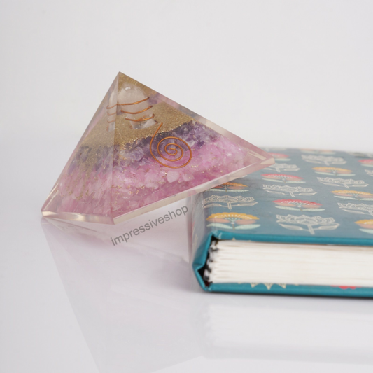 XL Amethyst Rose Orgone Pyramid Gemstone Reiki Crystal Healing Free Shipping