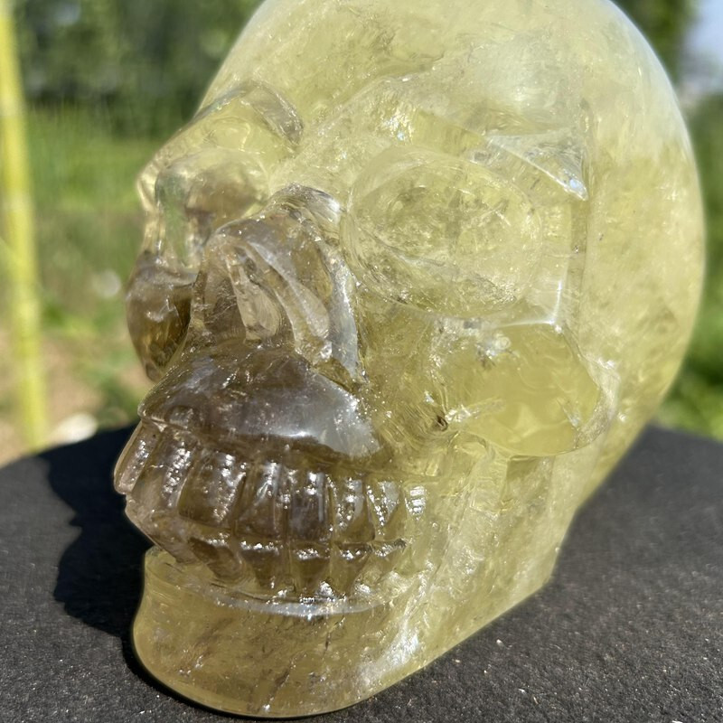 4.2LB Natural smoky citrine Skull Hand Quartz Crystal Skull Reiki Healing