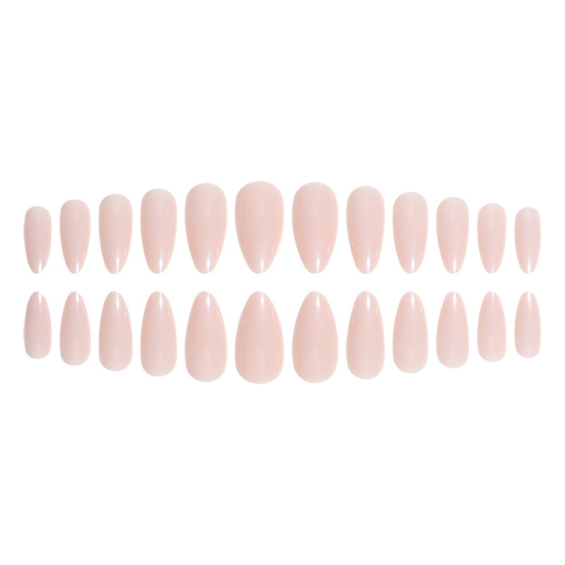 Glossy Nude Color False Nail Short Almond Press on Nails for Nail Art 24pcs