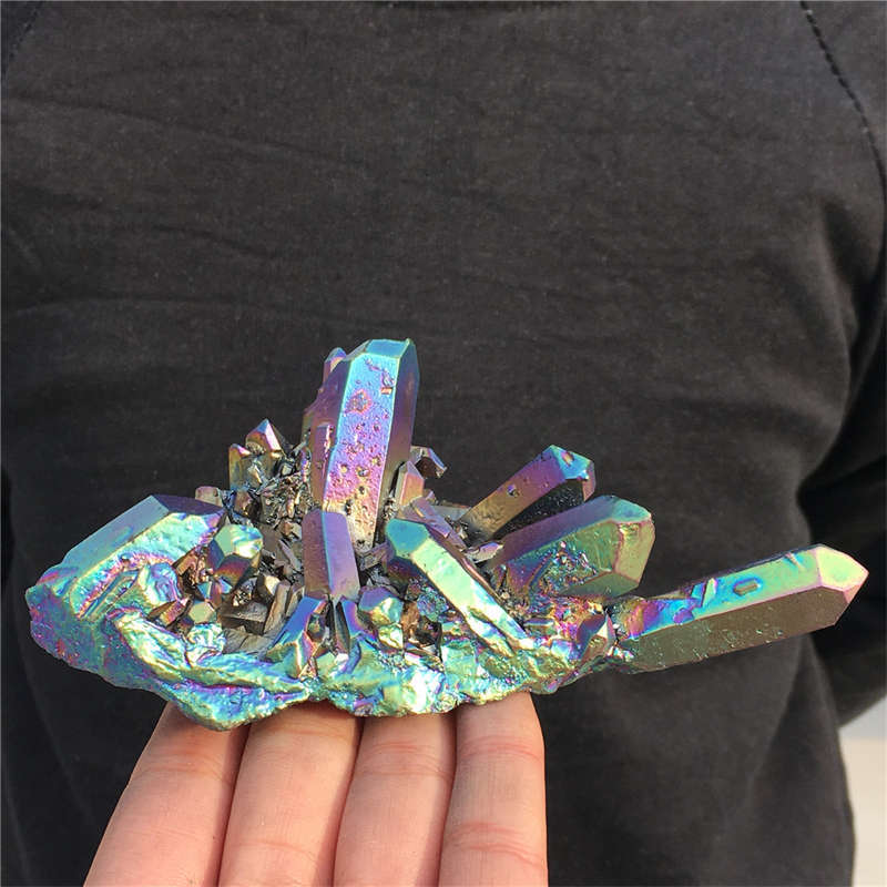 190g Electroplate Rainbow cluster quartz crystal mineral specimen reiki healing