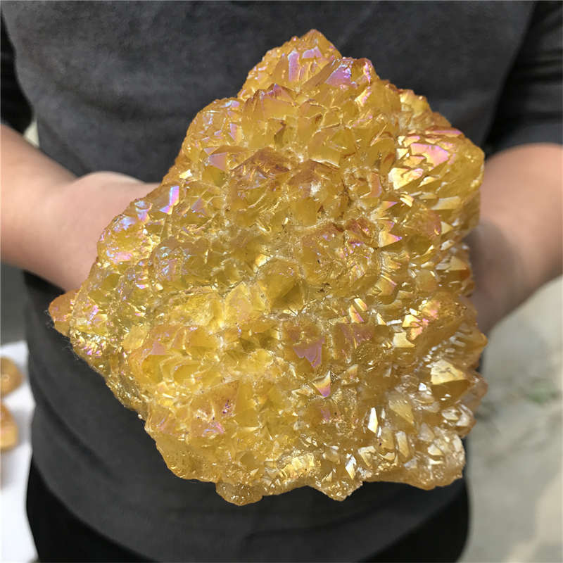 1.25kg Electroplate Rainbow cluster quartz crystal mineral specimen reiki healin