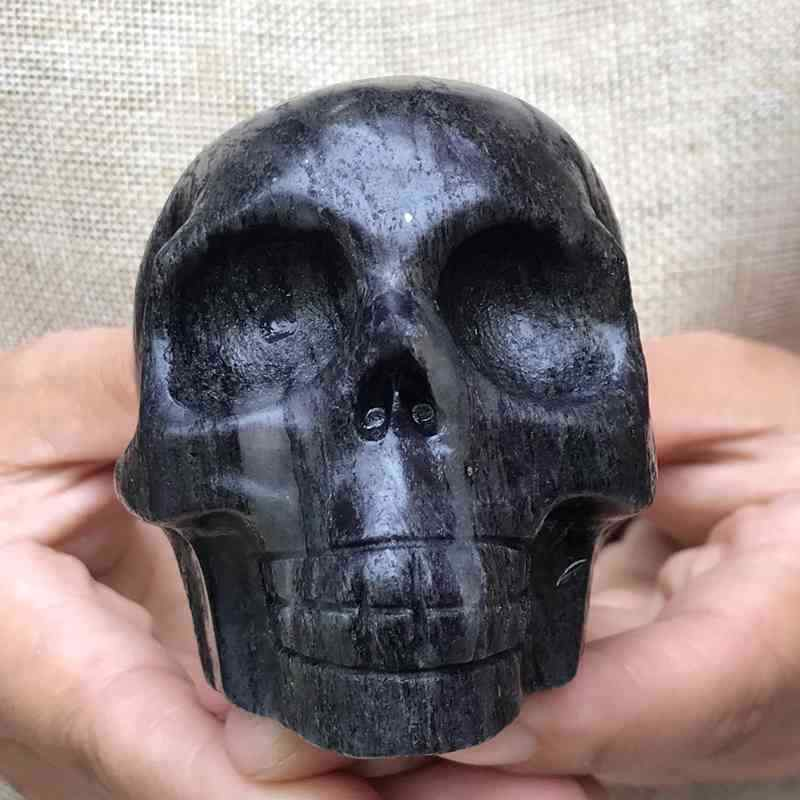 0.46Kg Natural black jade quartz skull carved Quartz Crystal skull Healing
