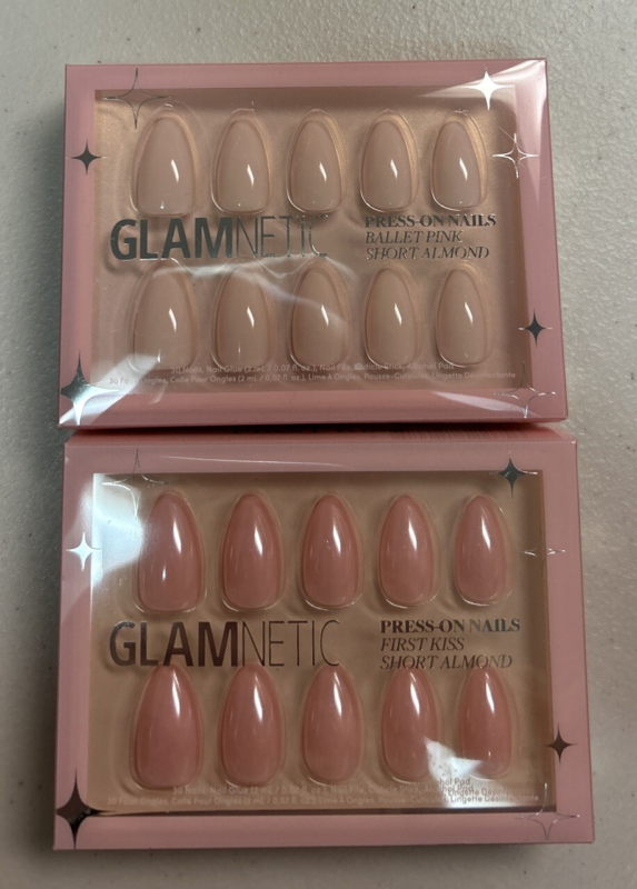 Glamnetic Press-On Short Almond Nails: First Kiss + Ballet Pink New Sealed