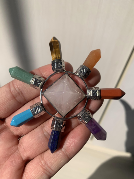 Top 1 Natural Seven-Pulse Wheel Launcher Quartz Crystal Point Pyramid Repair