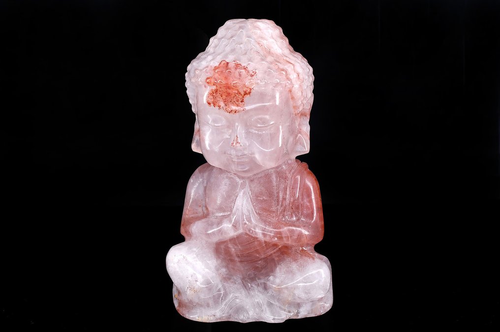 Wonderful finely detailed Hematoid Quartz buddha - Height: 14.9 cm - Width: 8.3 cm- 1000 g