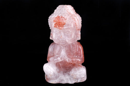 Wonderful finely detailed Hematoid Quartz buddha - Height: 14.9 cm - Width: 8.3 cm- 1000 g