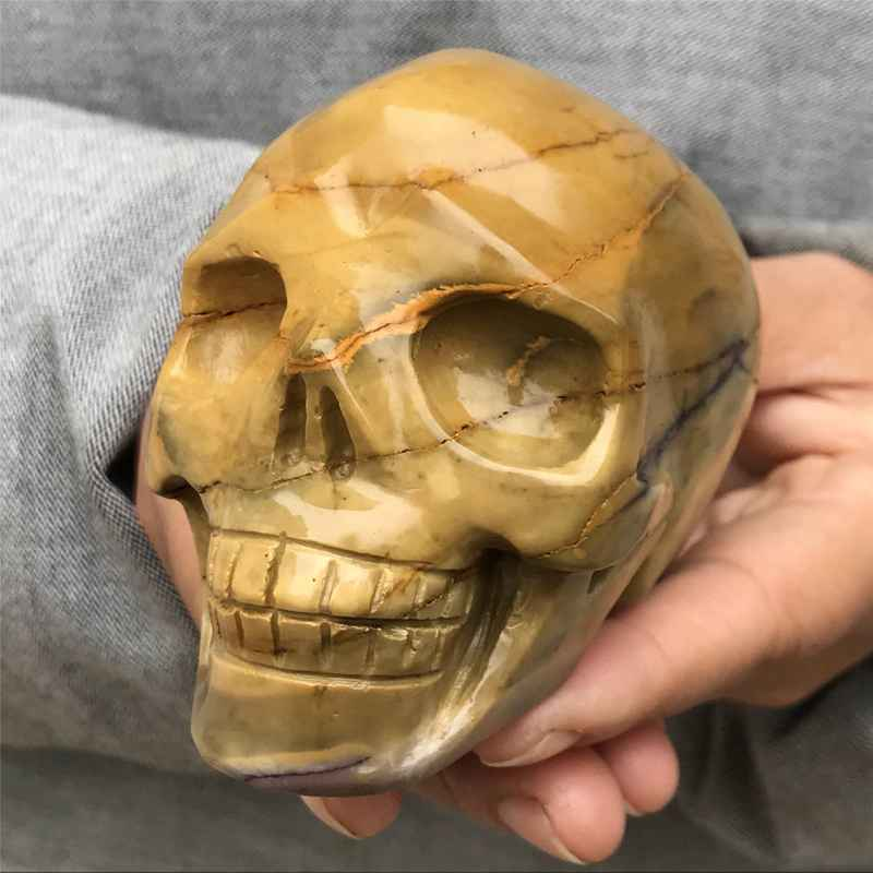0.41kg Natural Mookite Jasper skull carved Quartz Crystal skull Healing