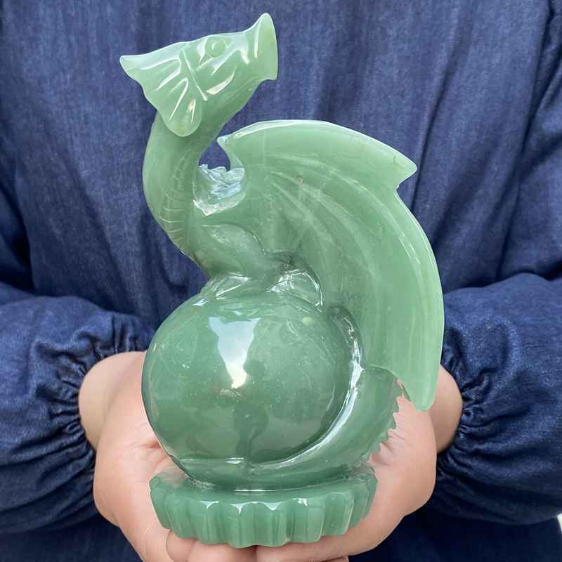 0.83kg Natural aventurine dragon skull carved Quartz Crystal skull Healing
