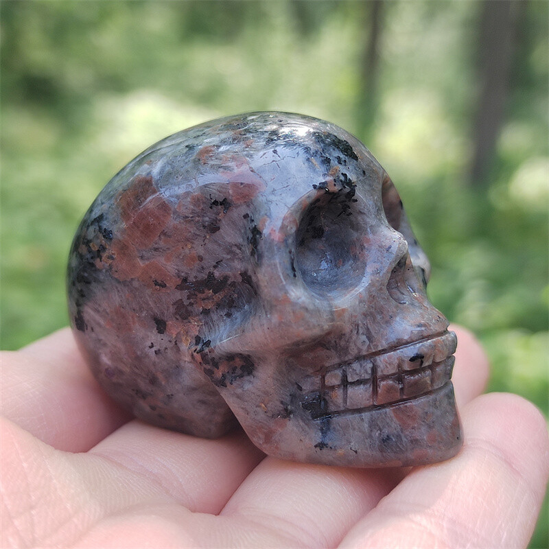 1.8" Natural Yooperlite Skull Hand Carved Quartz Crystal Skull Reiki Healing