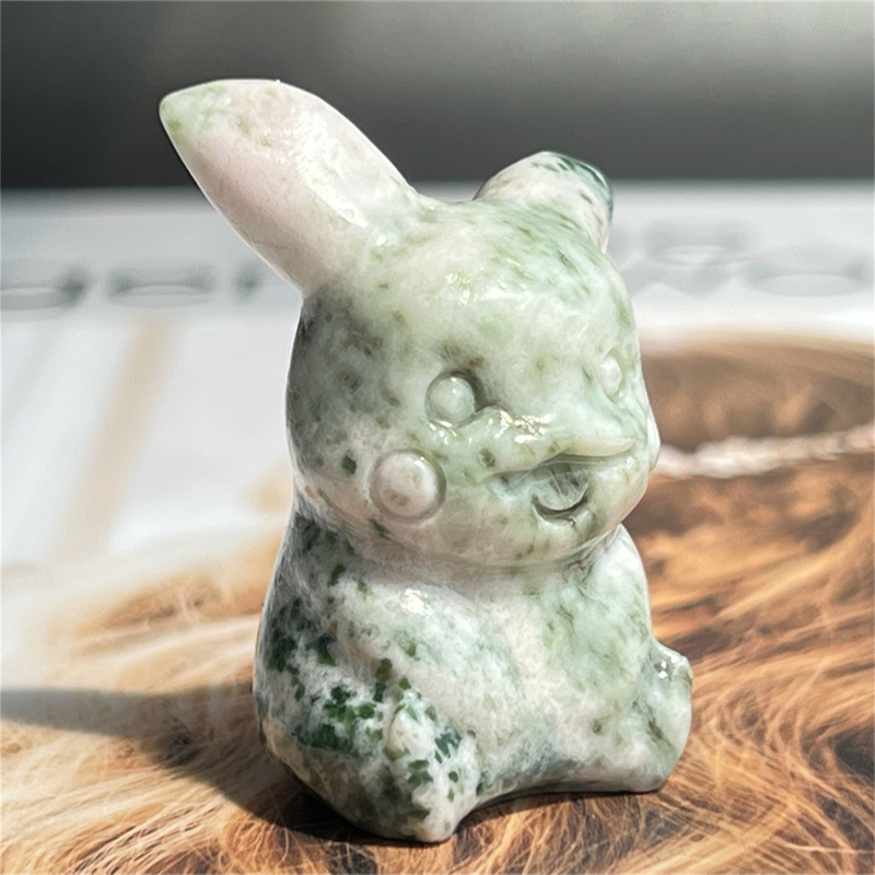 1.5" Natural quartz carved Pikachu skull Quartz crystal skull reiki healing