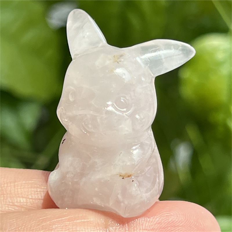 1.5" Natural quartz carved Pikachu skull Quartz crystal skull reiki healing
