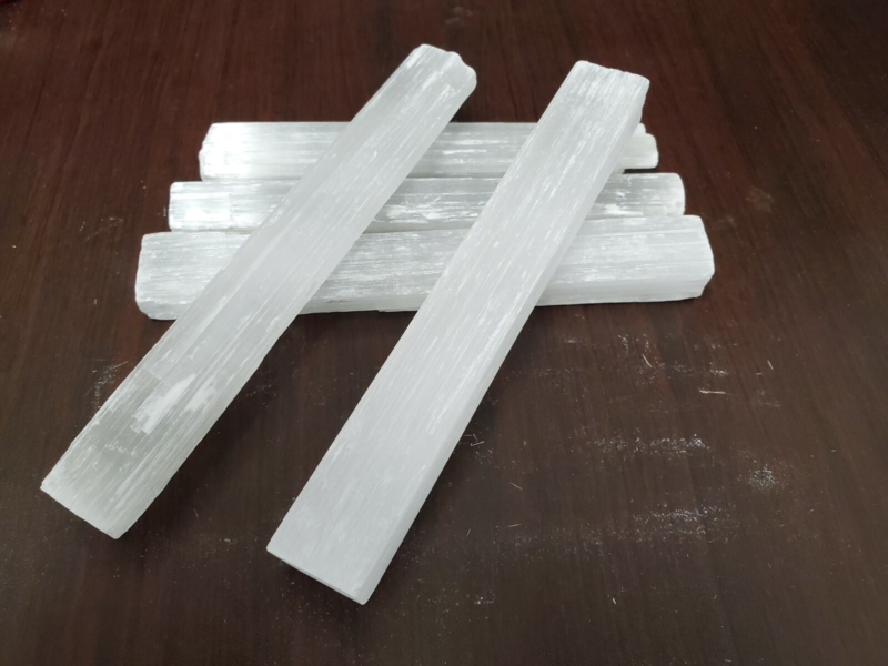 Selenite Sticks Collection 1 Lb Natural White Gypsum Crystal Blades Wands 7.5"