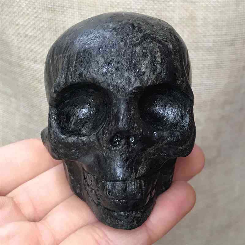 0.39kg Natural black jade quartz skull carved Quartz Crystal skull Healing