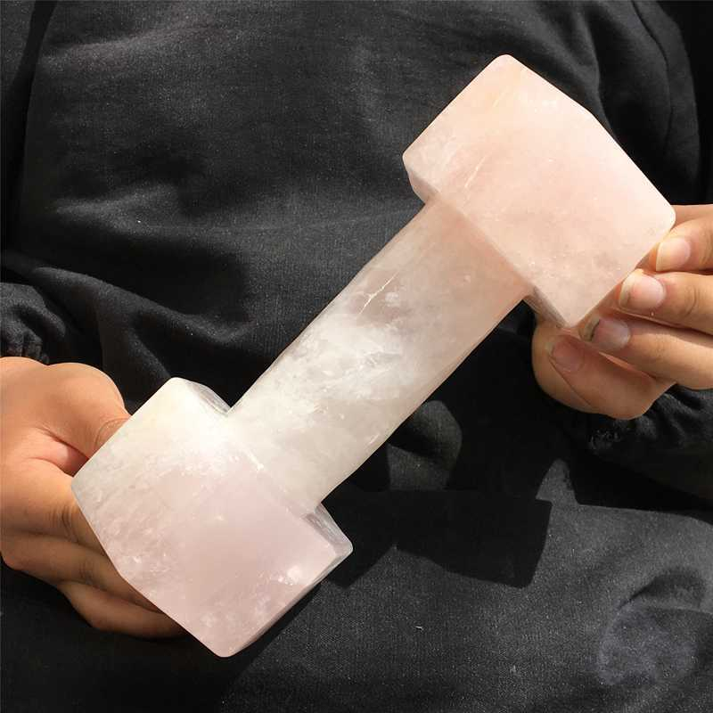 1.96kg Natural rose quartz dumbbell carved Quartz Crystal skull Healing