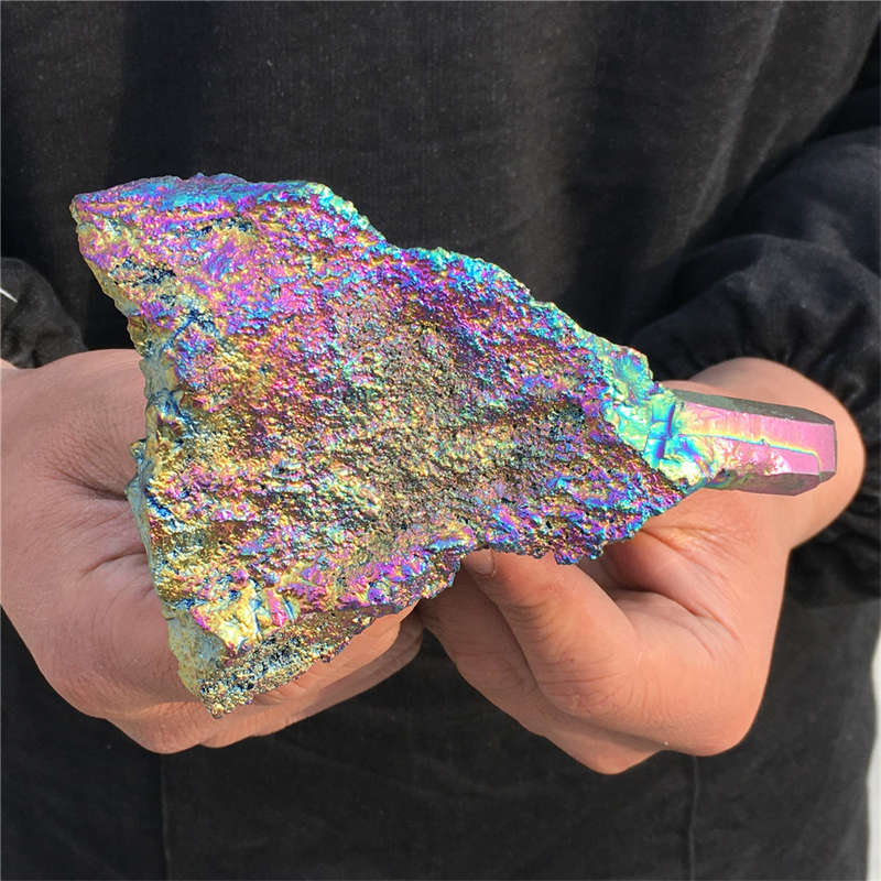 190g Electroplate Rainbow cluster quartz crystal mineral specimen reiki healing