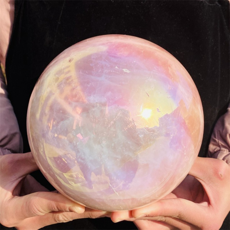5510g Rose Crystal Ball Treasure electroplated Powder Healing Sphere