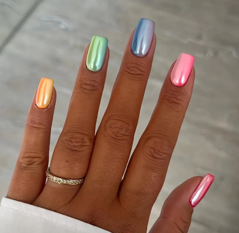 24pcs Press On False Finger Nails Fake Nails Glittered Solid Colours 52 Options