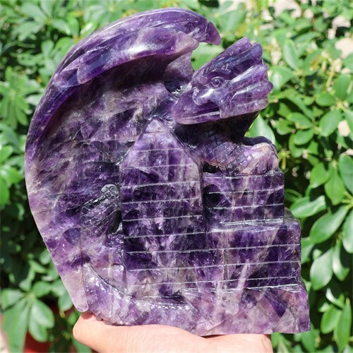 3.54kg Natural Dream Amethyst Dragon Castle Skull Carved Reiki Quartz Crystal Sk