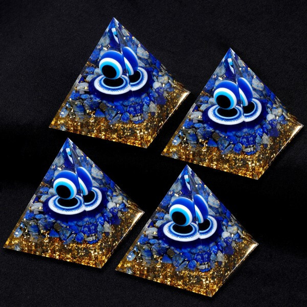 Evil Eye Blue Pyramid Energy Generator Meditation Orgonite Crystal Chakra Resin