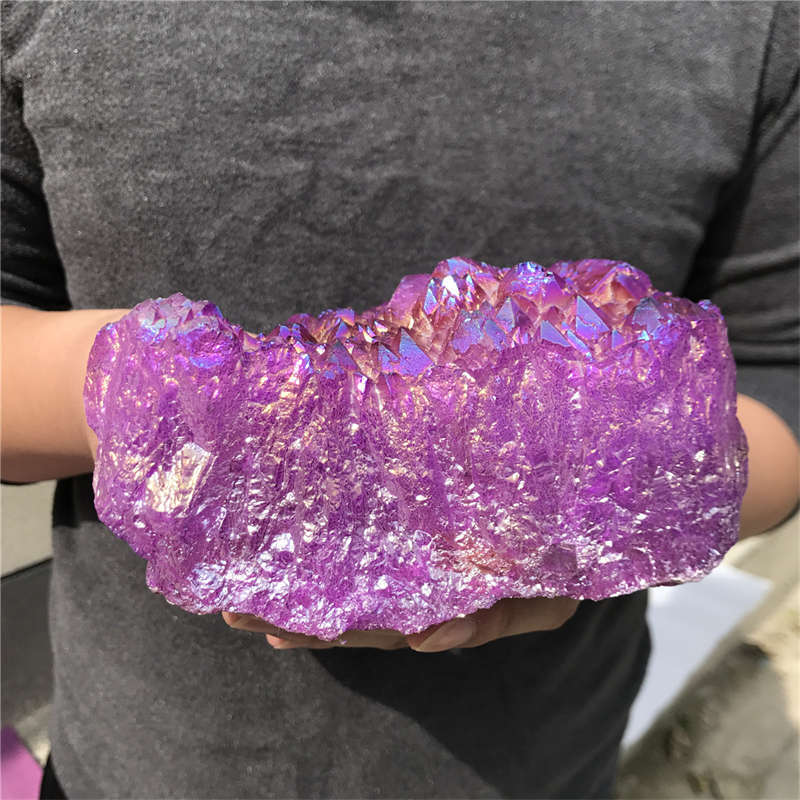 1.3kg Electroplate Rainbow cluster quartz crystal mineral specimen reiki healing