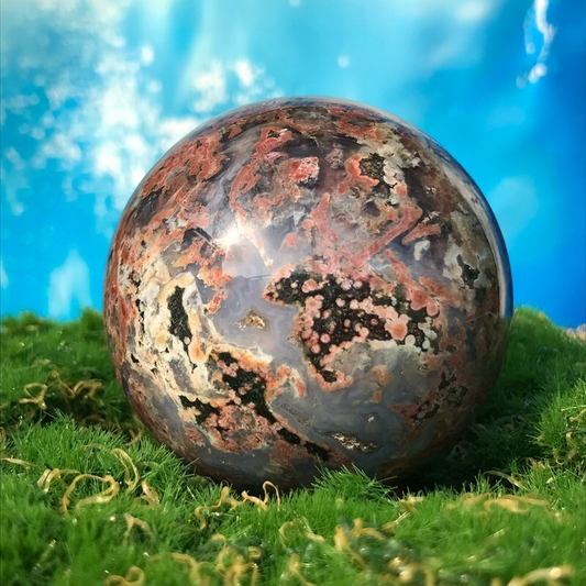 220GRare Natural Ocean Jasper Quartz Ball Crystal Ball Sample Repair