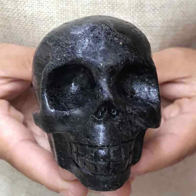 0.41kg Natural black jade quartz skull carved Quartz Crystal skull Healing