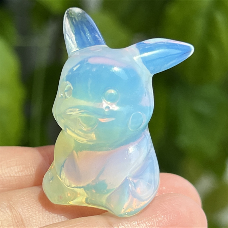 1.5" Natural quartz carved Pikachu skull Quartz crystal skull reiki healing