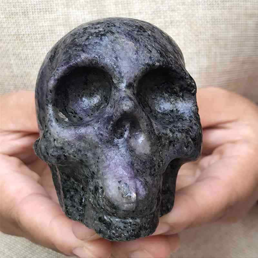 0.41Kg Natural black jade quartz skull carved Quartz Crystal skull Healing