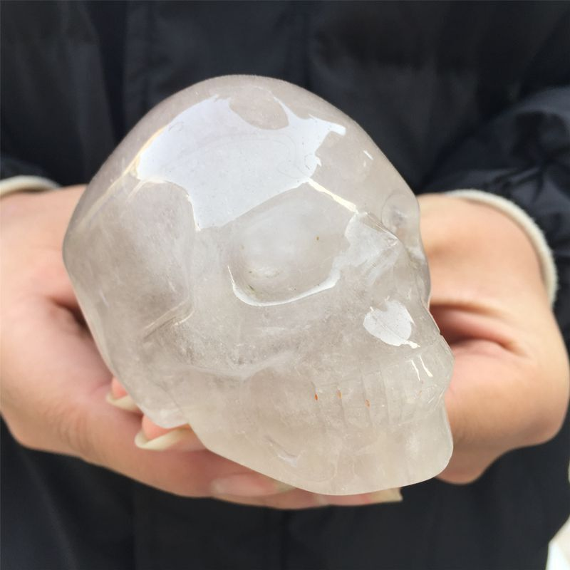 0.39kg Natural clear quartz skull carved Quartz Crystal skull Healing