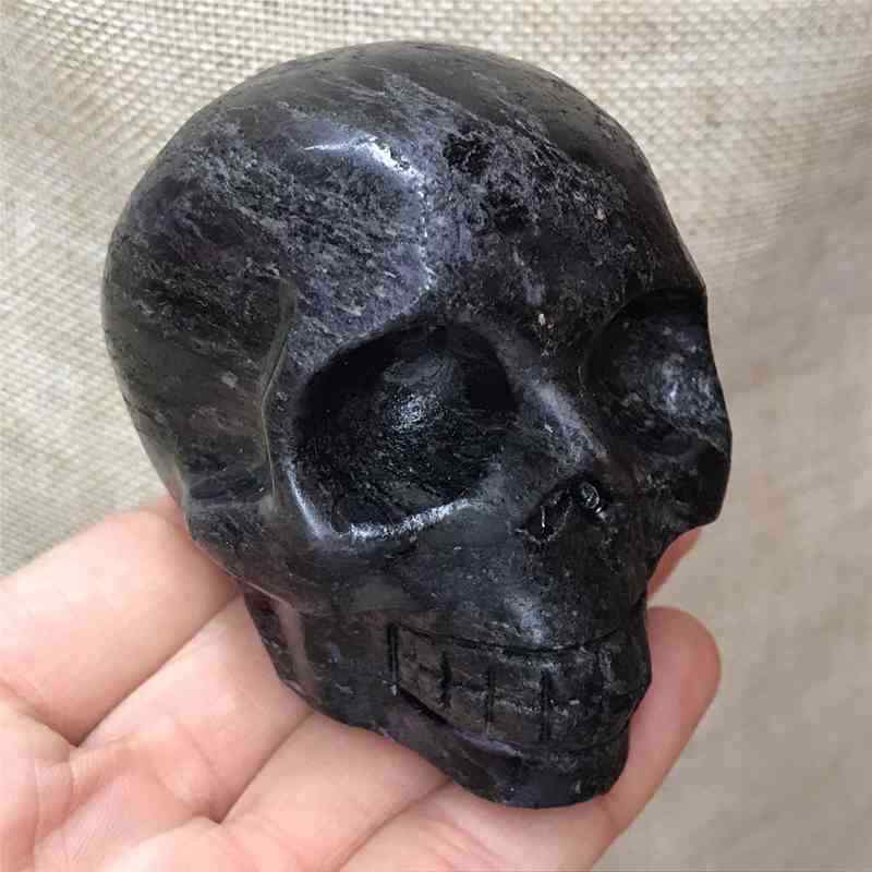 0.41kg Natural black jade quartz skull carved Quartz Crystal skull Healing