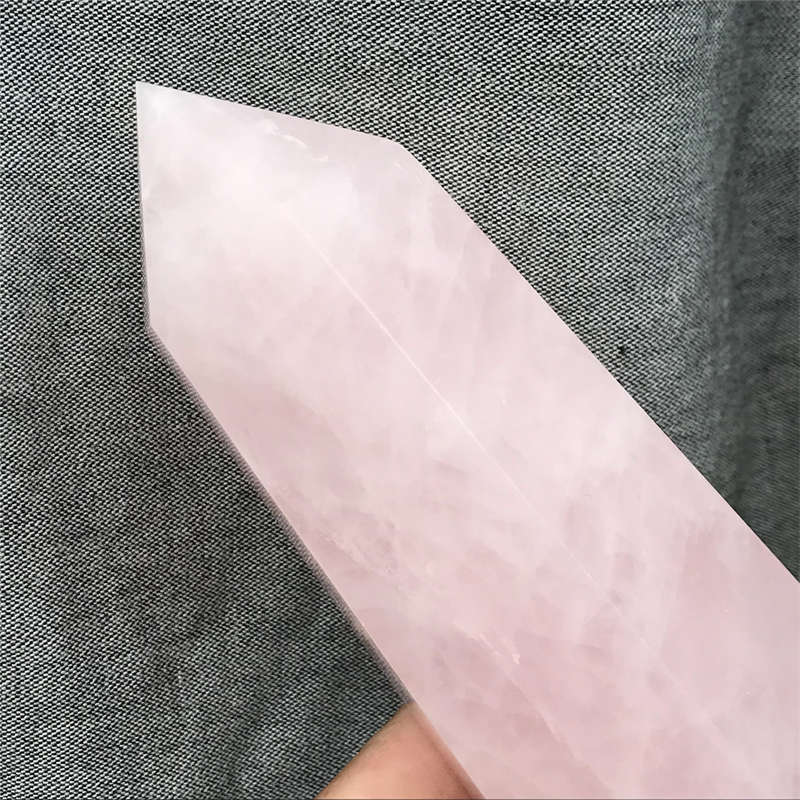950g Natural Rose Quartz Obelisk Quartz Crystal Point Wand Healing Gem