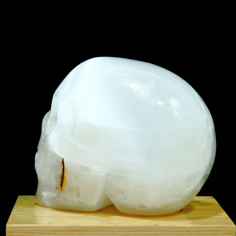 1606g Natural White Selenite Hand Carved Crystal Skull Quartz Meditation Medium