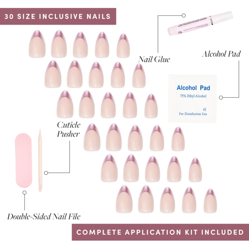 Glamnetic Press On Nails - Rock Candy | Trendy Short Almond Nails with Metall...