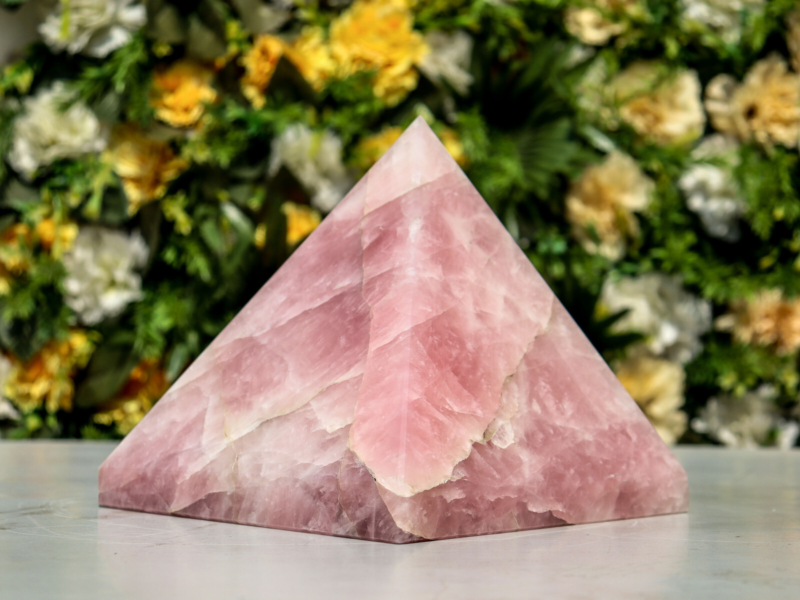 165MM Pink Rose Quartz Crystal Pyramid Aura Healing Chakra Energy Gemstone Point
