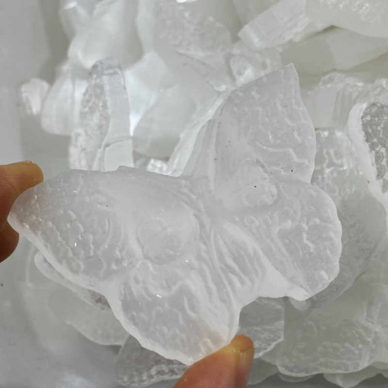 Natural Gypsum Selenite butterfly Hand Carved Quartz Crystal Reiki healing 1PC