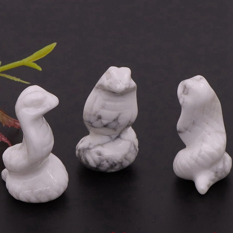 Natural Quartz Crystal Carved Snake Viper Healing Stone Cobra Animal Decor Reiki