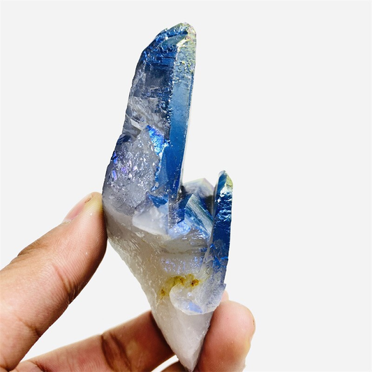 160g Color Flame Aura Electroplate Quartz Crystal Cluster Specimen Healing Stone