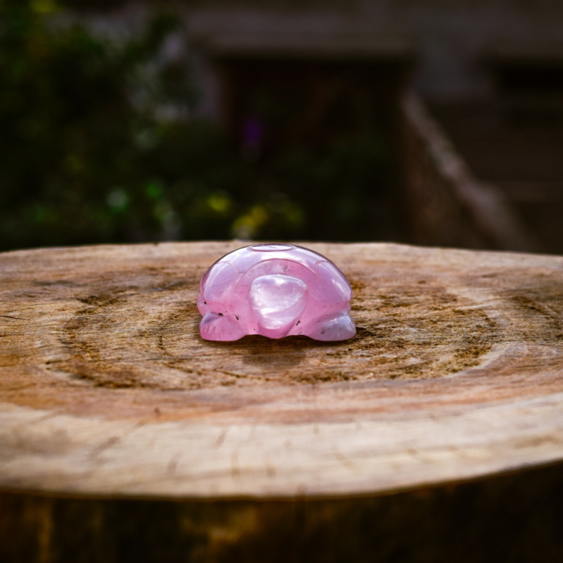 Rose Quartz Turtle Totem Spirit Animal Fetish Stone Figurine 3 Inch Hand Carved