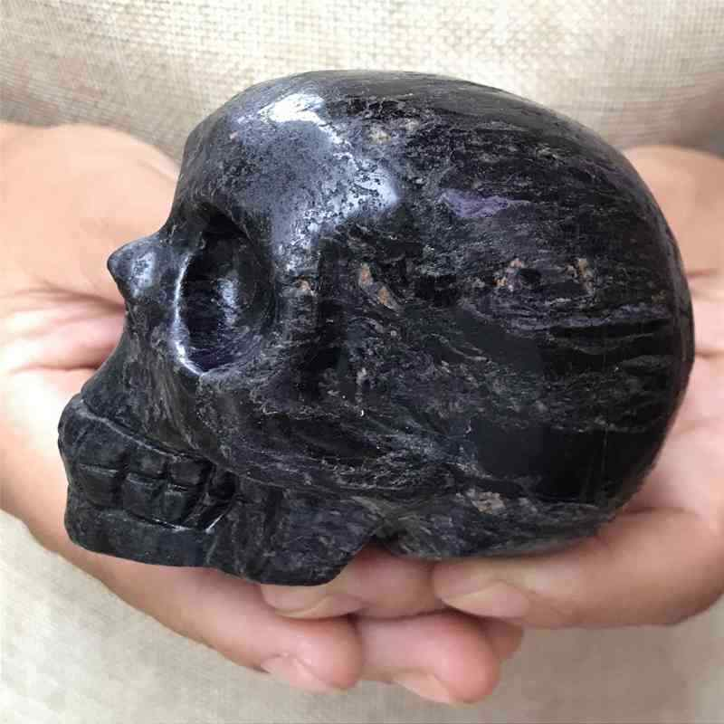 0.41kg Natural black jade quartz skull carved Quartz Crystal skull Healing