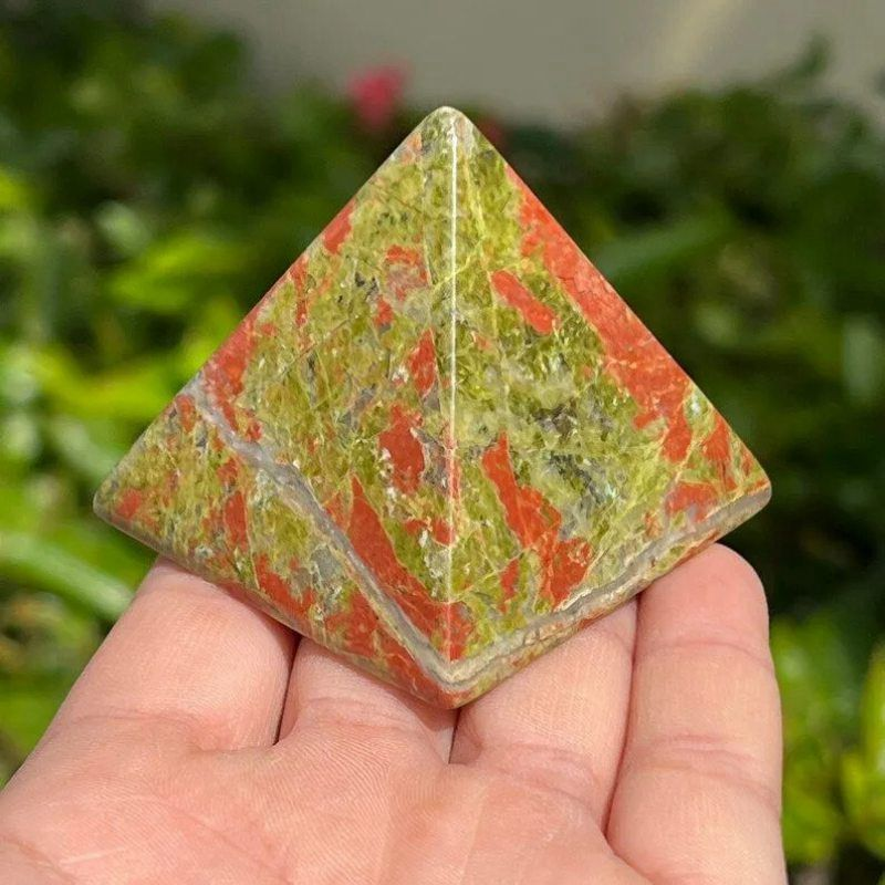 Natural Unakite Epidote Quartz Crystal Orgone Energy Pyramid Healing Stone Tower