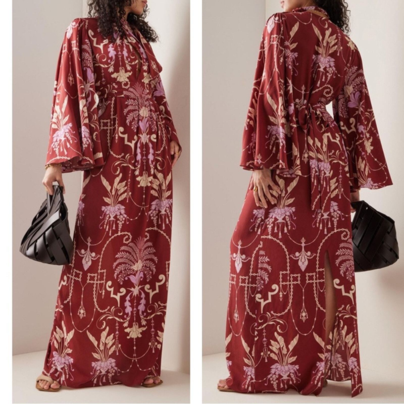 NWT JOHANNA ORTIZ Silk Hanging Garden Floral Printed Kimono Maxi Dress Sz 0