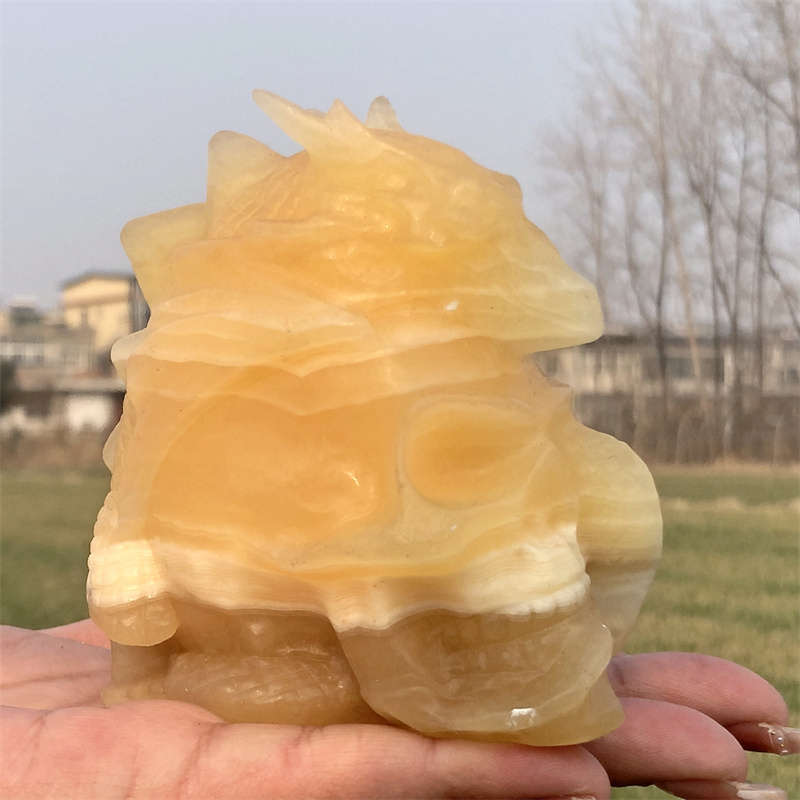 600g Natural carved geodes stone dragon Skull Reiki crystal skull decor crystal