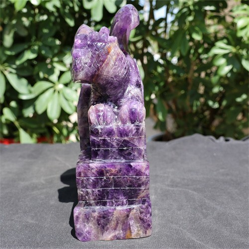 3.54kg Natural Dream Amethyst Dragon Castle Skull Carved Reiki Quartz Crystal Sk