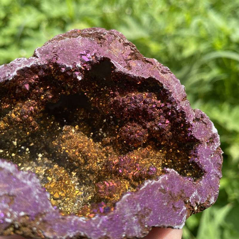 160g Electroplating color Natural Crystal Agate cave ornaments crystal cluster