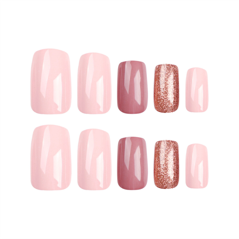 Pure Color Shiny False Nail Medium Square Press on Nails for Nail Art 24pcs